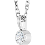 Platinum .06 CT Natural Diamond Bezel-Set Solitaire 16-18" Necklace