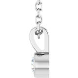 Platinum .06 CT Natural Diamond Bezel-Set Solitaire 16-18" Necklace