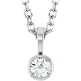 14K White Gold .06 CT Natural Diamond Bezel-Set Solitaire 16-18