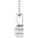 14K White Gold 1/6 CT Natural Diamond Bezel-Set Solitaire 16-18" Necklace