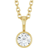 14K Yellow Gold 1/6 CT Natural Diamond Bezel-Set Solitaire 16-18