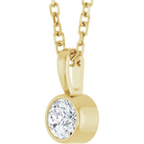 14K Yellow Gold 1/6 CT Natural Diamond Bezel-Set Solitaire 16-18" Necklace