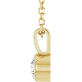 14K Yellow Gold 1/6 CT Natural Diamond Bezel-Set Solitaire 16-18" Necklace