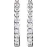 14K White Gold 1 CTW Lab-Grown Diamond Inside-Outside Hinged 19.3 mm Hoop Earrings