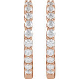 14K Rose Gold 1 CTW Lab-Grown Diamond Inside-Outside Hinged 19.3 mm Hoop Earrings