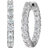 14K White Gold 2 CTW Lab-Grown Diamond Inside-Outside Hinged 20 mm Hoop Earrings