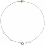 14K White Gold Natural Peridot Bezel-Set Solitaire 6 1/2-7 1/2" Bracelet