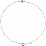 Sterling Silver Natural Aquamarine Bezel-Set Solitaire 6 1/2-7 1/2" Bracelet