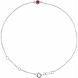 14K White Gold Lab-Grown Ruby Bezel-Set Solitaire 6 1/2-7 1/2" Bracelet