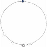 14K White Gold Natural Blue Sapphire Bezel-Set Solitaire 6 1/2-7 1/2