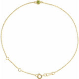 14K Yellow Gold Natural Peridot Bezel-Set Solitaire 6 1/2-7 1/2" Bracelet