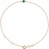 14K Rose Gold Natural Emerald Bezel-Set Solitaire 6 1/2-7 1/2