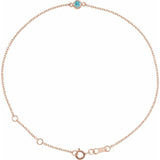 14K Rose Gold Natural Blue Zircon Bezel-Set Solitaire 6 1/2-7 1/2" Bracelet