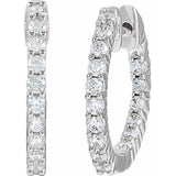 14K White Gold 1/2 CTW Lab-Grown Diamond Inside-Outside Hinged 14.5 mm Hoop Earrings