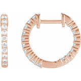 14K Rose Gold 1/2 CTW Lab-Grown Diamond Inside-Outside Hinged 14.5 mm Hoop Earrings