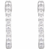 14K White Gold 1/2 CTW Lab-Grown Diamond Inside-Outside Hinged 14.5 mm Hoop Earrings
