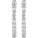 14K White Gold 3/4 CTW Lab-Grown Diamond Inside-Outside Hinged 17.2 mm Hoop Earrings