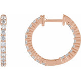14K Rose Gold 3/4 CTW Lab-Grown Diamond Inside-Outside Hinged 17.2 mm Hoop Earrings