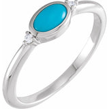14K White Gold Natural Turquoise & .03 CTW Natural Diamond Ring
