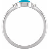 14K White Gold Natural Turquoise & .03 CTW Natural Diamond Ring