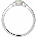 14K White Gold Natural Ethiopian Opal & .03 CTW Natural Diamond Ring