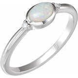 Platinum Natural Ethiopian Opal & .03 CTW Natural Diamond Ring