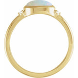 14K Yellow Gold Natural Ethiopian Opal & .03 CTW Natural Diamond Ring