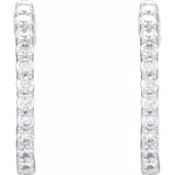 14K White Gold 3/4 CTW Natural Diamond Inside-Outside Hinged 17.2 mm Hoop Earrings
