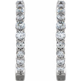 14K White Gold 1 CTW Natural Diamond Inside-Outside Hinged 19.3 mm Hoop Earrings