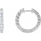 14K White Gold 2 CTW Natural Diamond Inside-Outside Hinged 20 mm Hoop Earrings