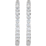 14K White Gold 3 CTW Natural Diamond Inside-Outside Hinged 30 mm Hoop Earrings