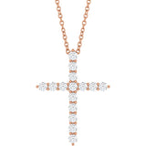 14K Rose Gold 1/2 CTW Natural Diamond Cross 16-18