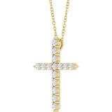 14K Yellow Gold 1/2 CTW Natural Diamond Cross 16-18" Necklace