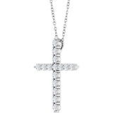 Platinum 1/2 CTW Natural Diamond Cross 16-18" Necklace