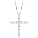 14K White Gold 1/2 CTW Natural Diamond Cross 16-18" Necklace