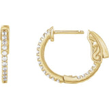 14K Yellow Gold 1/3 CTW Natural Diamond Inside-Outside 15.5 mm Hinged Hoop Earrings