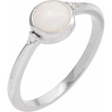 Platinum Natural White Opal & .03 CTW Natural Diamond Ring
