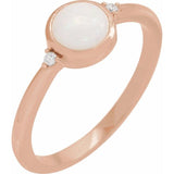 14K Rose Gold Natural White Opal & .03 CTW Natural Diamond Ring