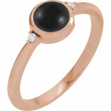 14K Rose Gold 6 mm Round Natural Black Onyx & .03 CTW Natural Diamond Ring