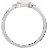 14K White Gold Natural White Opal & .03 CTW Natural Diamond Ring