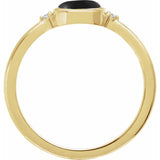 14K Yellow Gold 8 mm Round Natural Black Onyx & .03 CTW Natural Diamond Ring