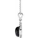 Sterling Silver 8 mm Natural Black Onyx & .03 CT Natural Diamond Cabochon 16-18" Necklace