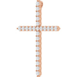 14K Rose Gold 1 CTW Natural Diamond Cross Pendant