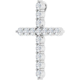 14K White Gold 3/4 CTW Natural Diamond Cross Pendant