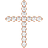 14K Rose Gold 3/4 CTW Natural Diamond Cross Pendant