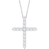 14K White Gold 3/4 CTW Natural Diamond Cross 16-18" Necklace