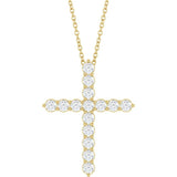 14K Yellow Gold 3/4 CTW Natural Diamond Cross 16-18