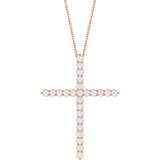 14K Rose Gold 1 CTW Natural Diamond Cross 16-18" Necklace