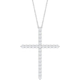14K White Gold 1 CTW Natural Diamond Cross 16-18" Necklace