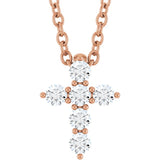 14K Rose Gold 1/6 CTW Lab-Grown Diamond Cross 16-18